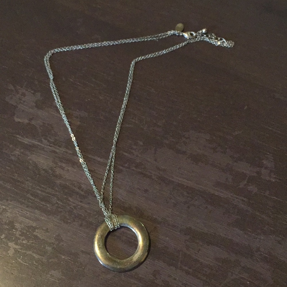 Express Antiqued Circle Necklace 19”